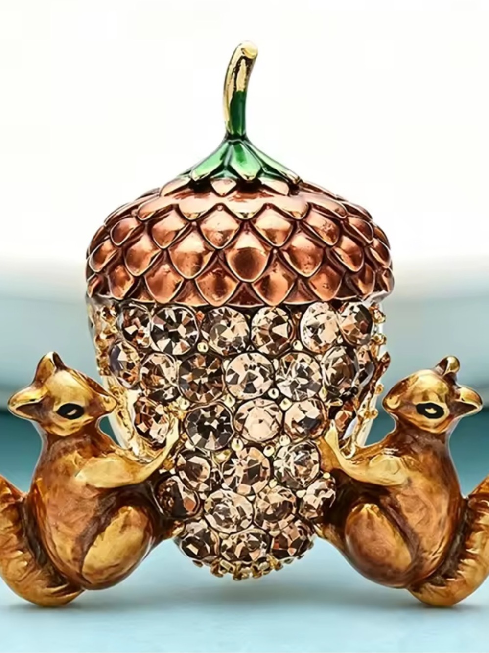 Acorn Squirrel Gold Brooch